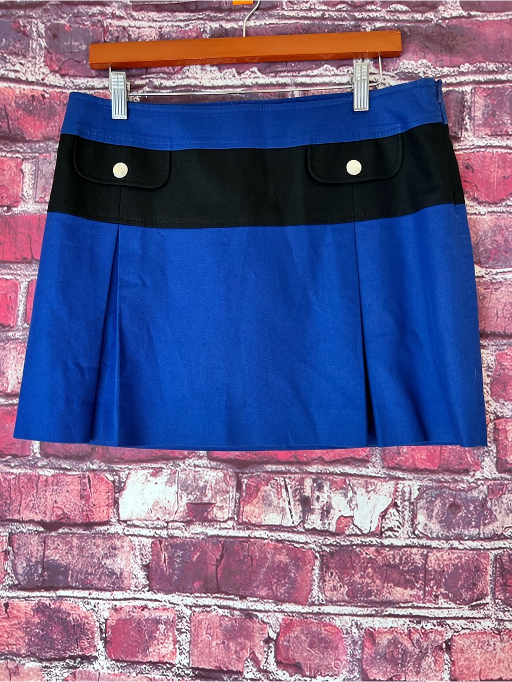 Karen Millen Colorblock Pleated A-Line Mini Skirt